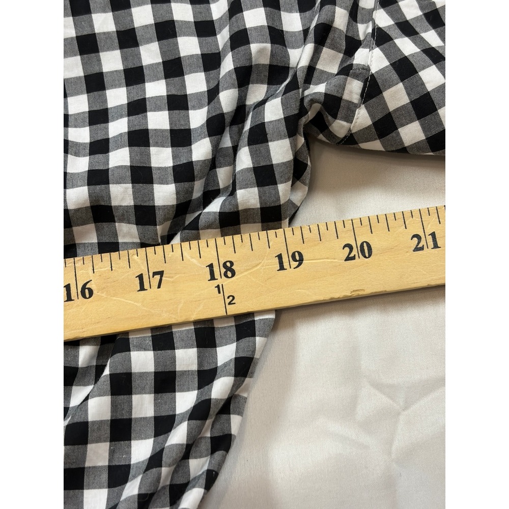 Talbots Black White Gingham Cotton Shirt Dress Midi Belted Short Sleeve Size 6 - Picture 11 of 11